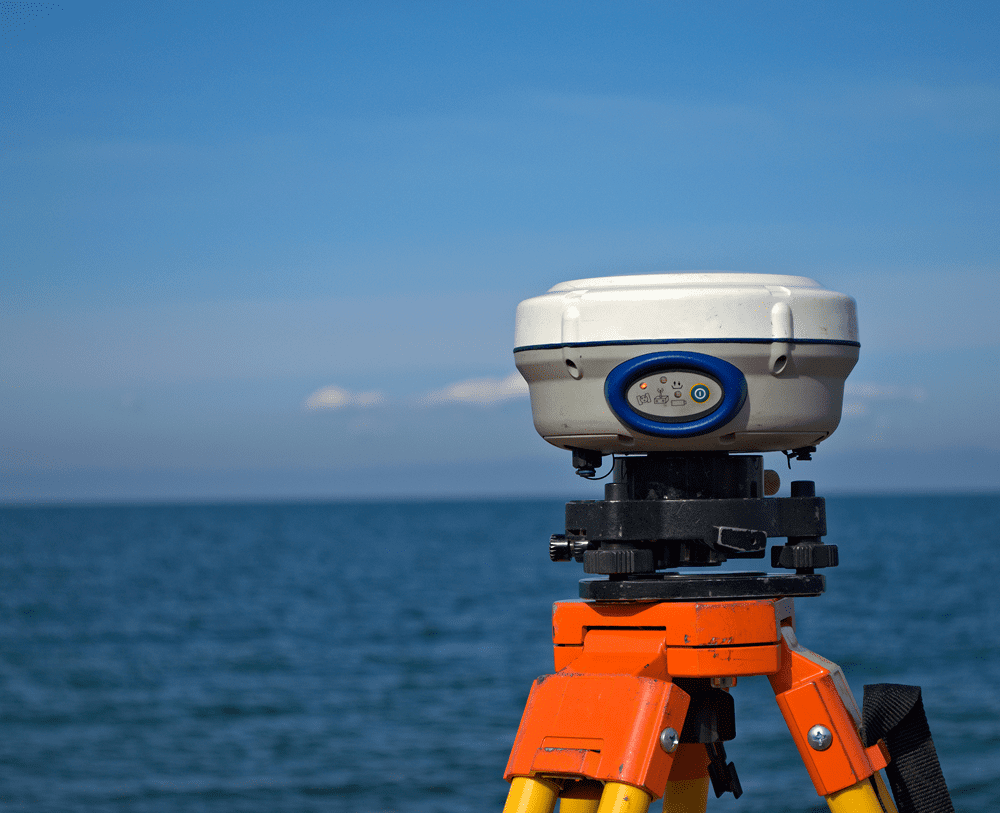 Ocean view with surveying tool