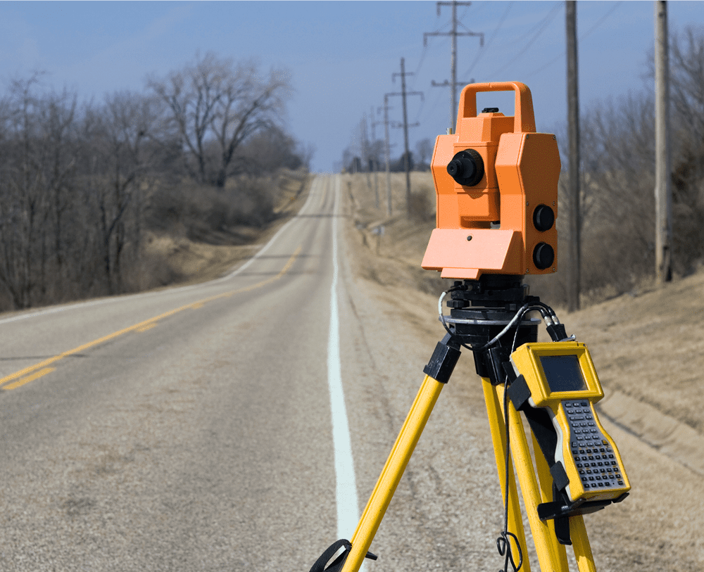 Roadside surveyor's tool setup